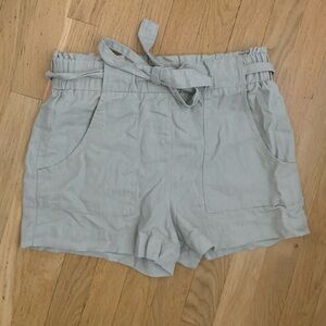 Women’s Linen Shorts, paper bag waist with belt